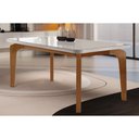 Ver imagem 1 de Mesa de Sala Jantar Londrina + Tampo Madeirado Vidro Curvo 180x90cm Off White/Imbuia-Vidro Off White