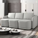 Ver imagem 1 de Sofá Cama Modulado Retrátil e Reclinável Decorativo Varsóvia 276cm Linho Cinza G33 - Gran Belo