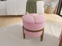 Ver imagem 2 de Puff Pétala Decorativo Premium Apoio para Os Pés Banco Estofado Redondo Banqueta Moderno Cor Rosa