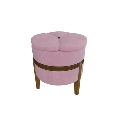 Puff Pétala Decorativo Premium Apoio para Os Pés Banco Estofado Redondo Banqueta Moderno Cor Rosa