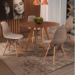 Mesa de Jantar Redonda Madeira Laminada Pé Palito 90 Cm  **SOMENTE A MESA** - 1