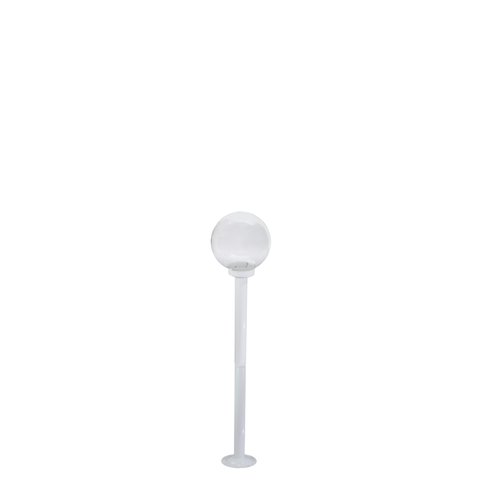 Poste de Jardim p10/b15 de 1,30m com Globo de Vidro Transparente 15x30 Branco