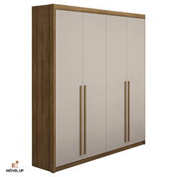 Armário Guarda Roupa Solteiro Dubai 4 Portas - Vlr Móveis: Nature/fendi - 4