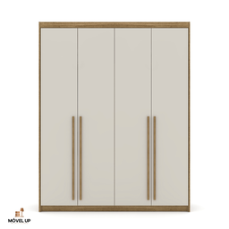 Armário Guarda Roupa Solteiro Dubai 4 Portas - Vlr Móveis: Nature/fendi - 3