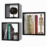 3 Nichos para Livros Parede Quarto Sala Quadrado Preto - 7