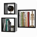 Ver imagem 7 de 3 Nichos para Livros Parede Quarto Sala Quadrado Preto