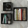 3 Nichos para Livros Parede Quarto Sala Quadrado Preto - 1