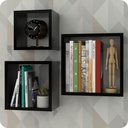 Ver imagem 1 de 3 Nichos para Livros Parede Quarto Sala Quadrado Preto