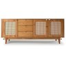 Balcão Buffet de Madeira Maciça 3 Gavetas e 3 Portas com Tela Rattan Natural Prime Wood:carvalho - 1