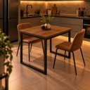 Ver imagem 2 de Mesa de Jantar Reforçada Industrial 90x50cm Tampo Marrom Pés Preto