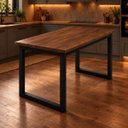 Ver imagem 1 de Mesa de Jantar Reforçada Industrial 90x50cm Tampo Marrom Pés Preto