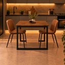 Ver imagem 3 de Mesa de Jantar Reforçada Industrial 90x50cm Tampo Marrom Pés Preto