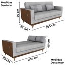 Ver imagem 3 de Sofa Cama 2 Lugares 203 Cm Linho Plano Milenum Corino Whisk Milani Store Palha