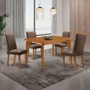 Ver imagem 1 de Conjunto Jantar Liz 4 Lugares MDF Cadeiras Lira Veludo Capuccino 120cm Moderna