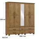 Ver imagem 2 de Guarda Roupa Bipartido 5 Portas e 6 Gavetas Linha Ouro Madeira Maciça 2253fn Freijó Finestra