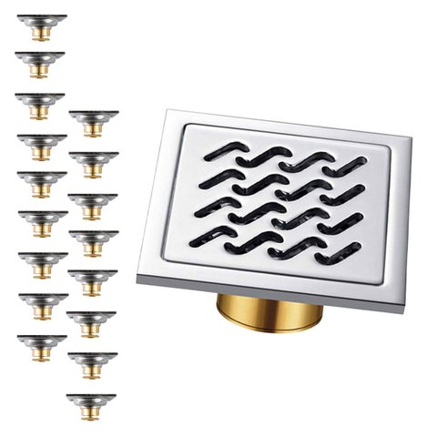 Ralo Aço Inox 10x10 Kit 17 Uni Anti Odor Banheiro Higienico Anti Inseto Lavabo Seguro Resistente Jar