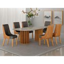 Ver imagem 2 de Mesa de Jantar Belle 2,00x1,00m Orgânica com Vidro Cinamomo Off-white com Kit 6 Cadeiras para Mesa D
