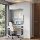 Ver imagem 1 de Conjunto Home Office 1 Guarda-Roupa 2 Aéreos Neo 1 Escrivaninha Branco Madesa