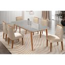 Ver imagem 1 de Conjunto: Mesa Sala Jantar Havana Tampo c/ Vidro Curvo 180cm+6 Cadeiras Maldivas Madeira Naturale/