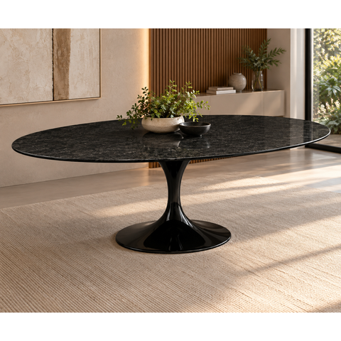 Mesa de Jantar Oval Saarinen 190x110cm em Mármore São Gabriel