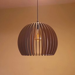 Luminária Teto tipo Pendente em MDF - Completa - Cor: Marrom - 2