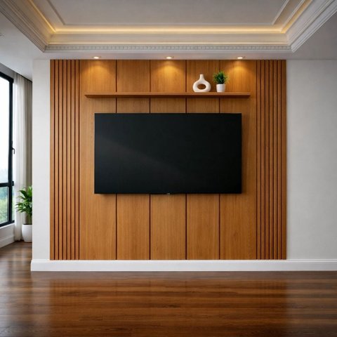 Painel para Tv até 75 Polegada com Prateleira Apolo 100% Mdf 250cmx234cm