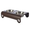 Comedouro Elevado Duplo Cão Porte Mini Marrom - 1