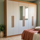 Ver imagem 1 de Guarda Roupa Casal 6 Portas 2 Gavetas com Cabideiro e Prateleiras 180x205x47cm Off White/Cinamomo