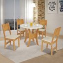 Ver imagem 4 de Conjunto Mesa Redonda Maya com 4 Cadeiras Paraty - Bagum Bege Freijó e Off White