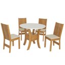 Ver imagem 1 de Conjunto Mesa Redonda Maya com 4 Cadeiras Paraty - Bagum Bege Freijó e Off White