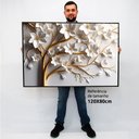 Ver imagem 2 de Quadro Decorativo Caixa Floral Luxo Cerejeira Branca Tacolado Moldura Caixa Alta 4,5cm Madeira com V