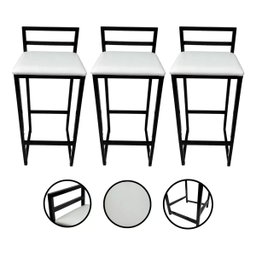 Kit 3 Banquetas Quadrada Bistro Industrial Alta Casa Bar Cozinha:branco - 2