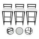 Ver imagem 2 de Kit 3 Banquetas Quadrada Bistro Industrial Alta Casa Bar Cozinha:branco