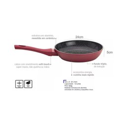 Frigideira Antiaderente Cerâmica Rubi 24cm / 1,6l Indução Mimo Style Ps24fr - 3