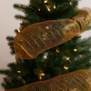 Ver imagem 2 de Kit 2 Fitas Decorativa Natal Tela Tule Dourada Premium Trançada 15cm x 5m Flexível para Laços e Árvo