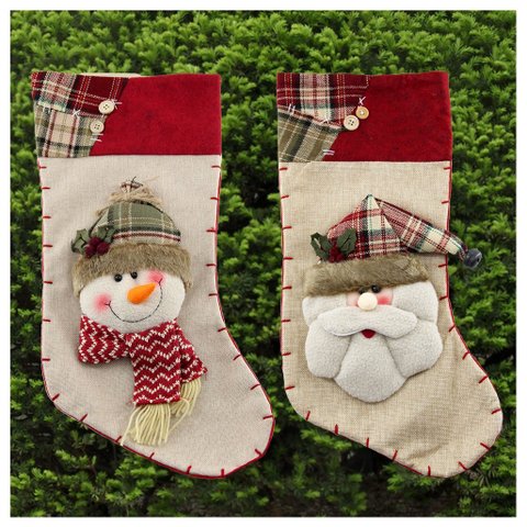 Dupla De Botas Meias Papai Noel E Boneco De Neve 48cm
