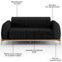 Ver imagem 3 de Sofá 180cm 3 Lugares Base Gold Molino D06 Linho D-465 Chumbo - Mpozenato