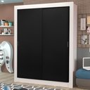 Ver imagem 1 de Guarda-Roupa Solteiro Madesa Dallas Plus 2 Portas de Correr 4 Gavetas Branco/Preto Cor:Branco/Preto
