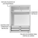 Ver imagem 5 de Guarda-Roupa Solteiro Madesa Dallas Plus 2 Portas de Correr 4 Gavetas Branco/Preto Cor:Branco/Preto