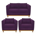 Ver imagem 1 de Kit Sofá 2 Lugares e 2 Poltronas Europa Suede Roxo - Am Decor