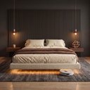 Ver imagem 7 de Cama Box Casal Osaka Flutuante Estilo Japonesa 138x188 Base Estofada Linho Bege - Desk Design