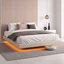 Ver imagem 5 de Cama Box Casal Osaka Flutuante Estilo Japonesa 138x188 Base Estofada Linho Bege - Desk Design