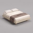 Ver mais imagens de Cama Box Casal Osaka Flutuante Estilo Japonesa 138x188 Base Estofada Linho Bege - Desk Design