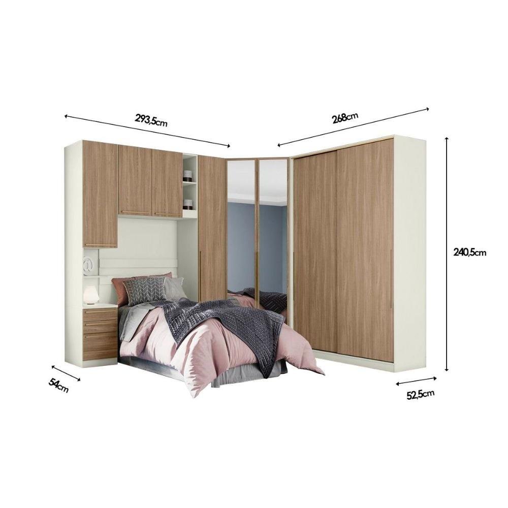 Quarto Henn Seletto 5 Peças (1 Armário Ponte + 1 Closet + 2 Guarda Roupas + 1 Componente) Qmh03 - 7