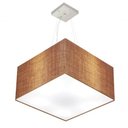 Ver imagem 1 de Lustre Pendente Quadrado Vivare Md-4075 Cúpula em Tecido 30/50x50cm - Bivolt Palha 127/220v