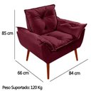 Ver imagem 4 de Kit 2 Poltronas Opala Decorativa P- Sala, Quarto e Recepção Suede - Lm Decor Vermelho Bordô