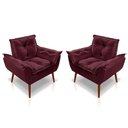 Ver imagem 1 de Kit 2 Poltronas Opala Decorativa P- Sala, Quarto e Recepção Suede - Lm Decor Vermelho Bordô