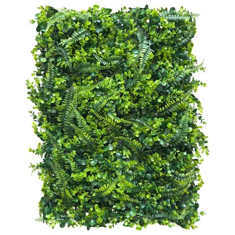 1 Painel Jardim Vertical Artificial Samambaia Eucalipto Folhagem Verde Realista Cobertura Total 3d
