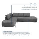 Ver imagem 3 de Sofá Canto Orgânico 4 Lugares Veludo Cinza Luna 272cm Yescasa