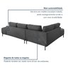Sofá de Canto Orgânico 4 Lugares 265cm Base de Ferro Chaise Esquerda Luna - 6